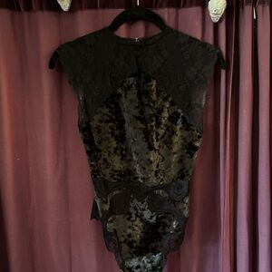 Victoria's Secret Black Velvet and Lace Top